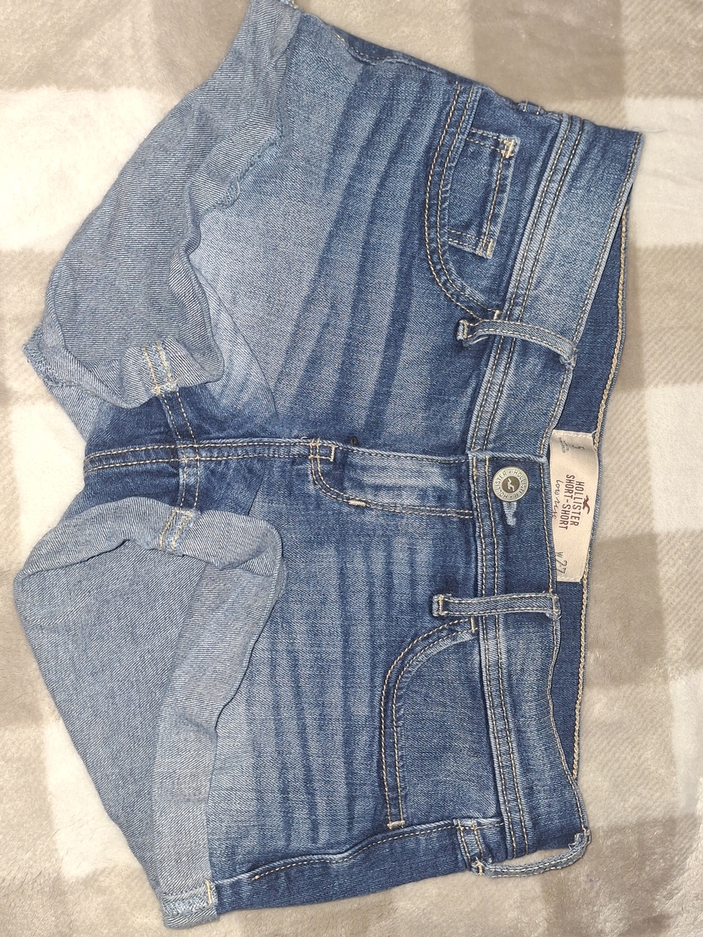 Hollister Medium Blue Rolled-Hem Denim Shorts